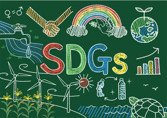 黒板に描いたSDGsのイメージイラスト