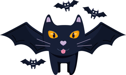 Halloween element illustration with black bats.