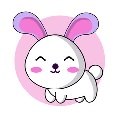 Cute bunny rabbit cartoon smiling Vector sticker Cute bunny rabbit cartoon smiling Vector sticker 