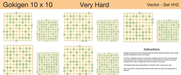 5 Very Hard Gokigen 10 x 10 Puzzles. A set of scalable puzzles for kids and adults, which are ready for web use or to be compiled into a standard or large print activity book.