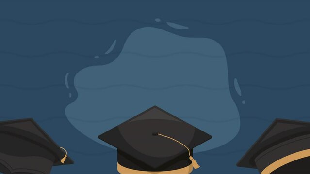 three graduation hats accessories animation