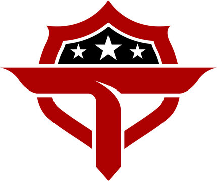 Logo for tactical military gear company that is on the top of a black logo tactical shield logo
