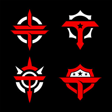 A set of logos for the company's logo logo tactical shield logo with letter t