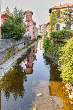 The urban stream Morla in Bergamo Italy