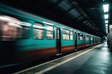 Fototapeta na wymiar subway train in motion blur