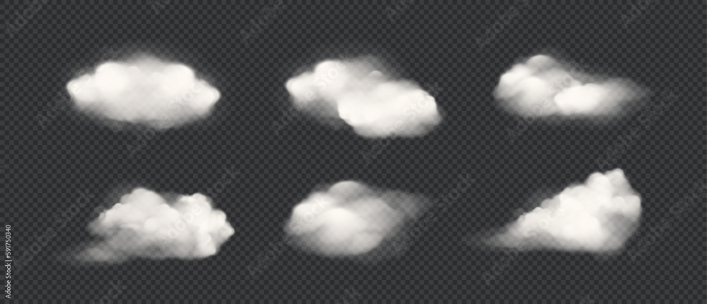 Wall mural realistic isolated cloud on transparent background. vector set of realistic isolated fluffy cloud. i