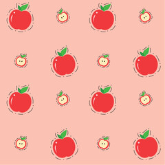 red apple ,fruit background art illustration. Seamless vector pattern