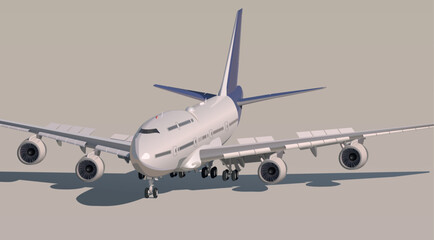 A large airliner stands at the airport. Vector.