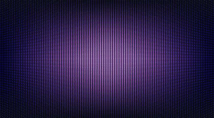 Led digital display. Lcd screen texture. TV pixel background. Violet television videowall. Monitor with dots. Electronic purple diode effect. Projector grid template. Vector illustration.