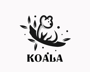 silhouette koala patch at tree logo icon symbol design template illustration inspiration