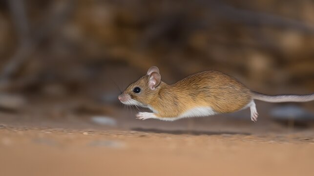 Action Shot of a Deer Mouse on the Move