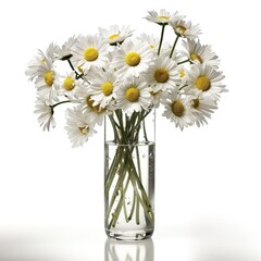 Radiant and Sophisticated: Stunning Summer Daisies Flower Arrangements in a Vase, Isolated on White Background - Generative AI
