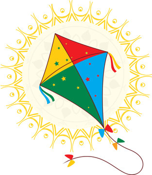 Creative colored kite icon with suvo noboborsho bangla new year vector