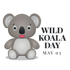 national wild koala day design template. wild koala day vector design. cute koala design for wild koala day. flat koala vector illustration.
