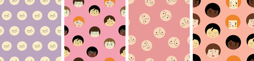 Feminine look, abstract personage, mascot design, funny face, cute icon