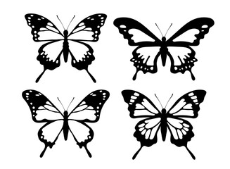 色々な蝶のシルエット