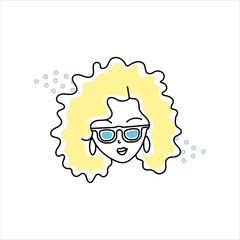 Hand drawn vector illustration girl 90s.