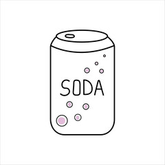 Hand drawn vector illustration of soda can 90s.