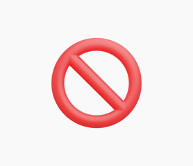 3d Realistic Red prohibited sign vector illustration.