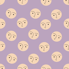 Feminine look, abstract personage, mascot design, funny face, cute icon