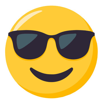 Naklejka High resolution emoticon smiley with Sunglasses transparent png icon. Vector Emoji.Cool smiling face with sunglass.