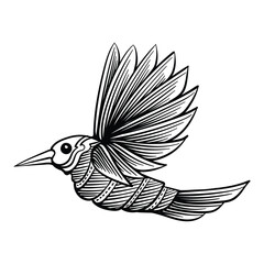 tattoo design colibri bird black and white