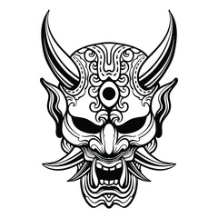 tattoo design hannya mask black and white