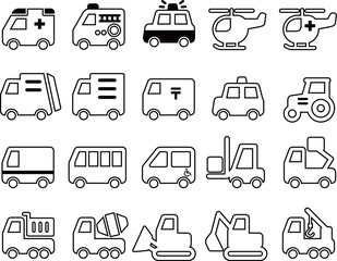 働く車両のアイコンセット_アウトライン © smile