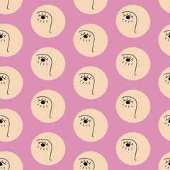 Feminine look, abstract personage, mascot design, funny face, cute icon