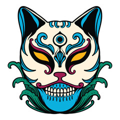 t shirt design kitsune mask