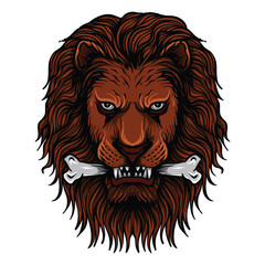 t shirt design lion with bone illustration