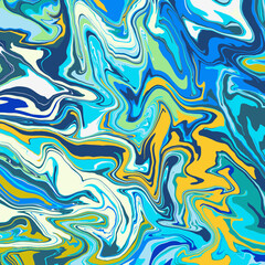 Abstract geometric marble slab pattern in bright bold blue, yellow and white colors