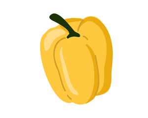 Yellow bell pepper isolated on white background. Vector illustration