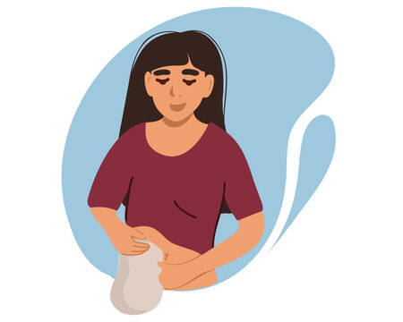 A woman with a colostomy bag. Vector illustration