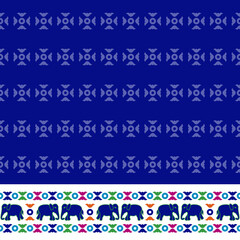 Kachhi art pattern design vector with elephant