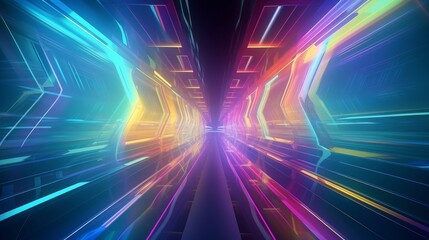 Fototapeta na wymiar futuristic background with colorful neon lights and road. High quality photo