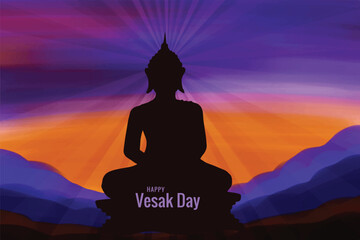 Happy vesak day buddha purnima wishes celebration card background