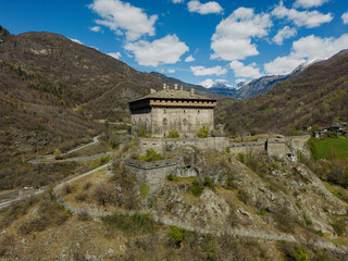Fototapeta premium Verrès castle Aosta valley Italy front view