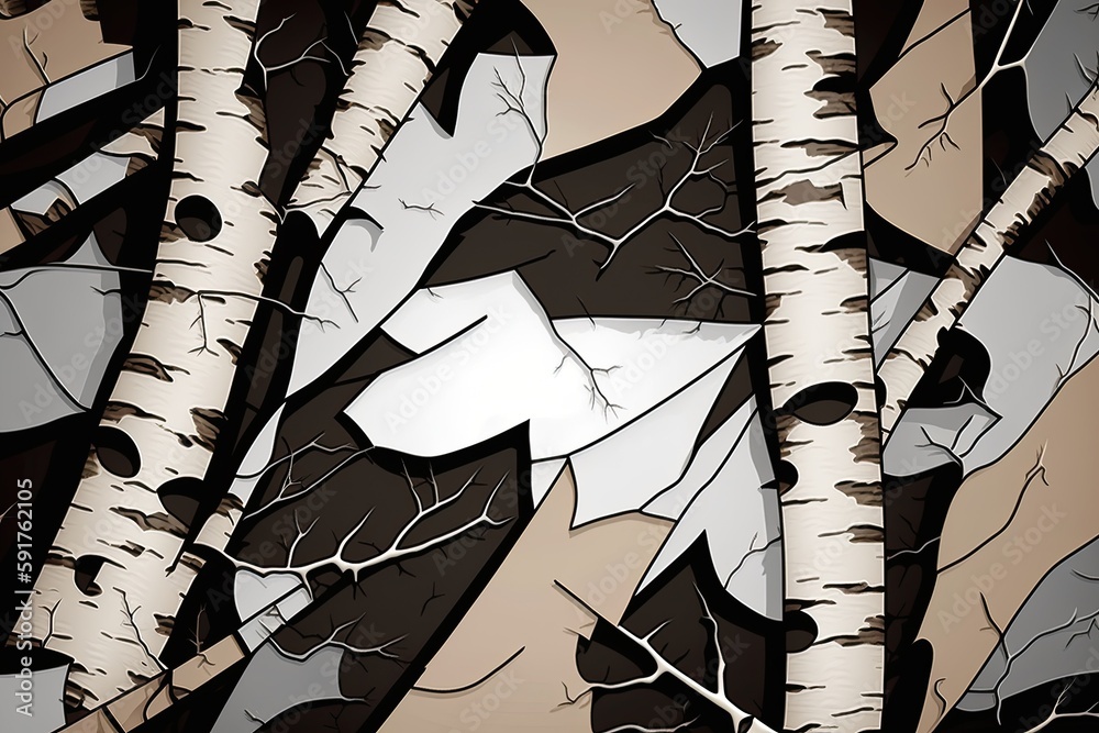 Sticker dense forest with tall trees and sunlight piercing through the leaves. Generative AI