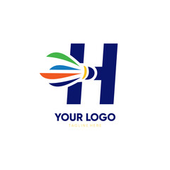 Letter H Initial Shuttlecock Logo Design Vector Icon Graphic Emblem Illustration