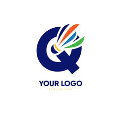 Letter Q Initial Shuttlecock Logo Design Vector Icon Graphic Emblem Illustration