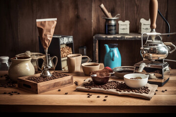 Fototapeta na wymiar Coffee and Dessert Delight: Enjoying a Sweet Treat with Your Morning Brew