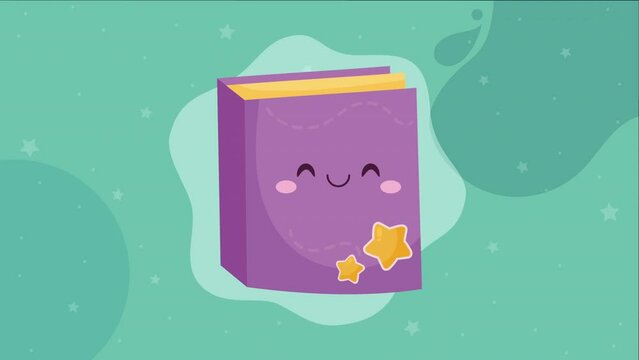 text book library kawaii animation