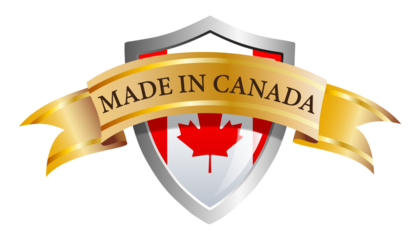 Made in Canada. Isolated shield with text.