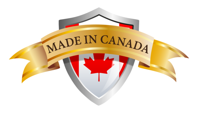 Made in Canada. Isolated shield with text.