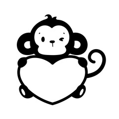 silhouette of a naughty little monkey cute animal cartoons for kids