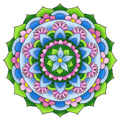 illustration of colorful painted mandala