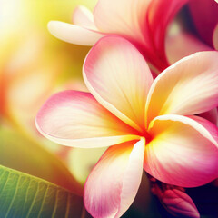 Obraz na płótnie Canvas Beautiful frangipani blossom, Easter, Birthday, Mother's Day, generative ai