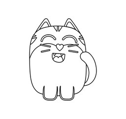 Cat Character Black and White Vector Illustration Coloring Book for Kids