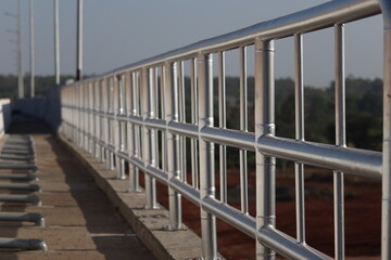 the metal roads construction on the top of a road